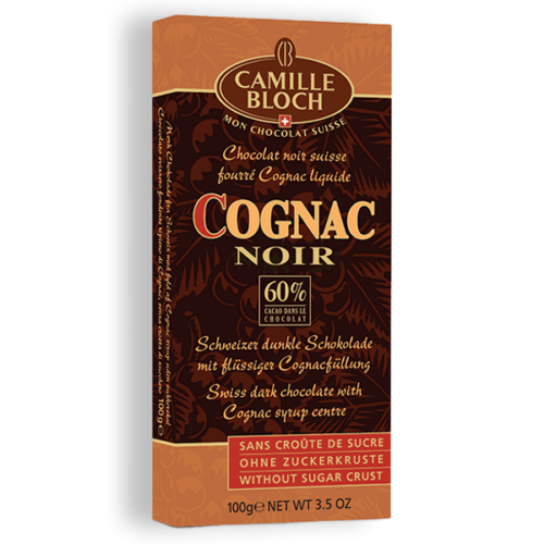 Tavoletta di cioccolato fondente al Cognac senza crosta di zucchero 100g