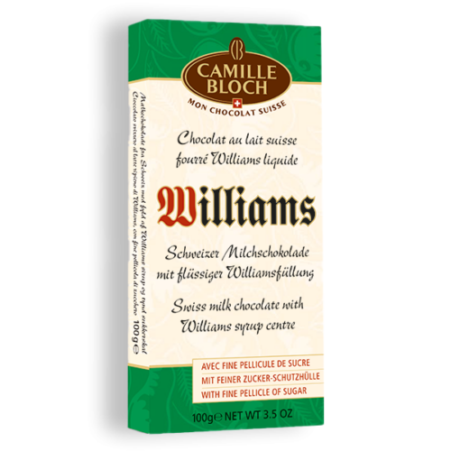 Tavoletta di cioccolato al latte con liquore Williams 100g
