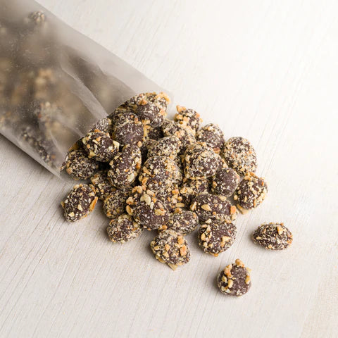 Mandorle al cioccolato fondente con granella BIO