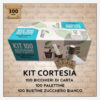 Kit Cortesia Bicchieri Palettine e Zucchero Bianco Biodegradabili Biocompostabili 100 pezzi per tipo (Tot 300 Pezzi)