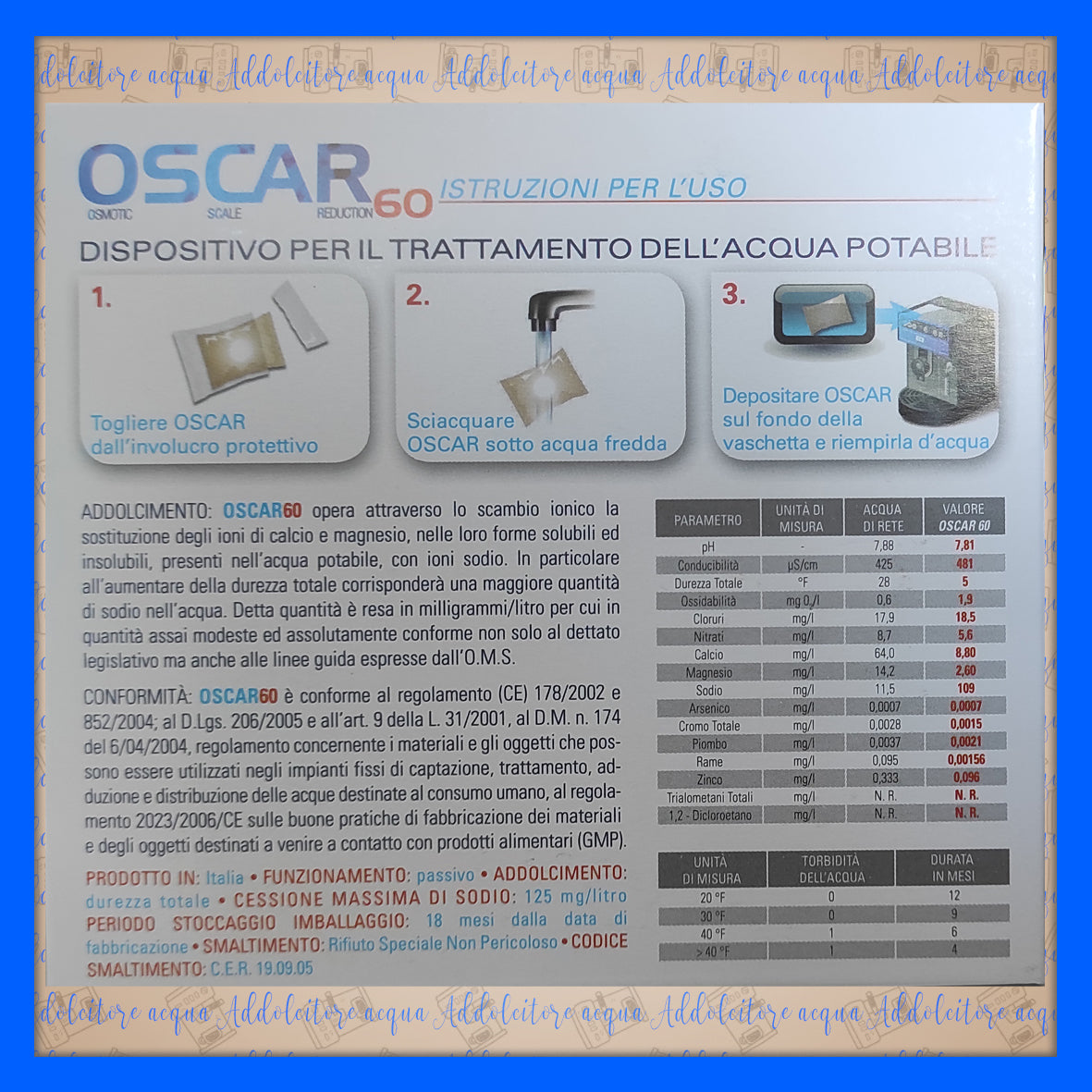 FILTRO ANTICALCARE UNIVERSALE BILT OSCAR 60 MACCHINE CAFFE